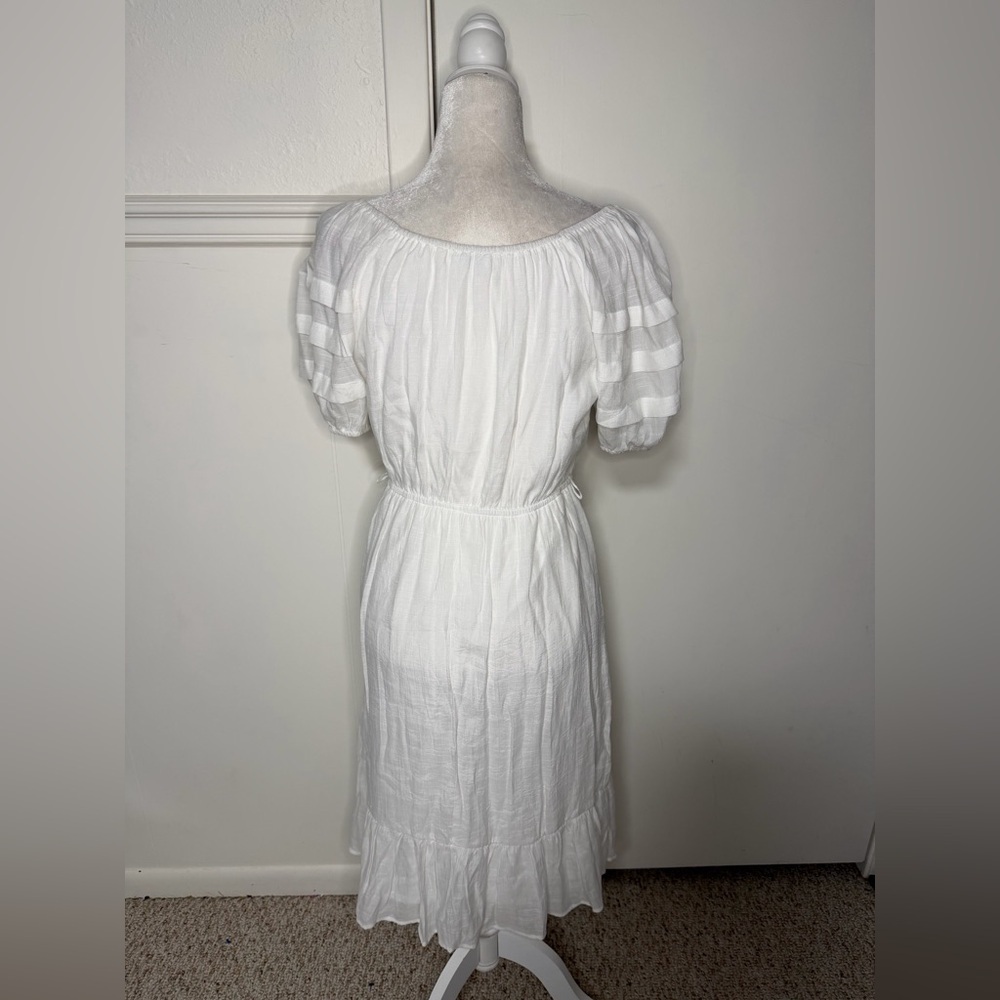 Luxology Pleated Sleeve Belted Midi Dress size S - Picture 4 of 8
